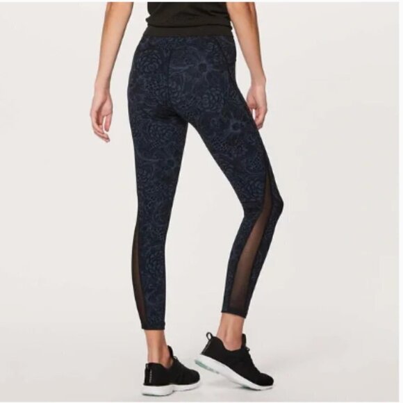Lululemon Train Times 7/8 Pant Tight Nouveau Mach Blue Black size 4 W5AOQS - Picture 1 of 9